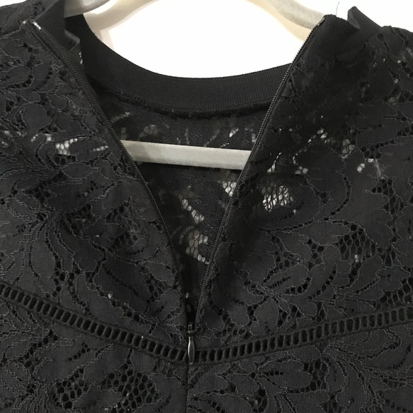 Zara Black Lace All Over High Neck Long Sleeve Top Blouse - Picture 7 of 8